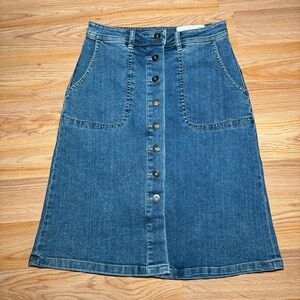 Vince Camuto Women Blue Denim Skirt Size 2 Full Button Down